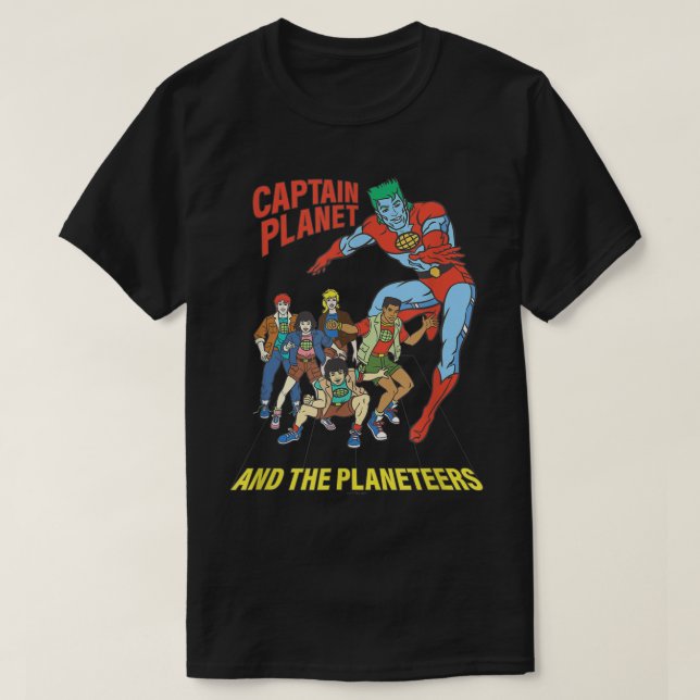 Captain Planet Planeteers United Retro Logo  T Shirt (Design framsida)