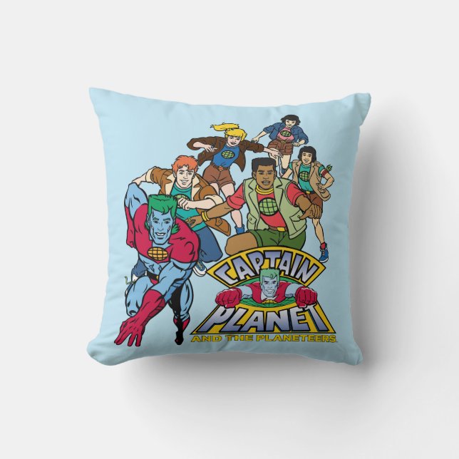 Captain Planet & the Planeteers Group Logo Graphic Kudde (Framsida)