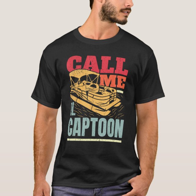 Captain Pontoon Dad Pontoon Skipper I El Captoon T Shirt (Framsida)