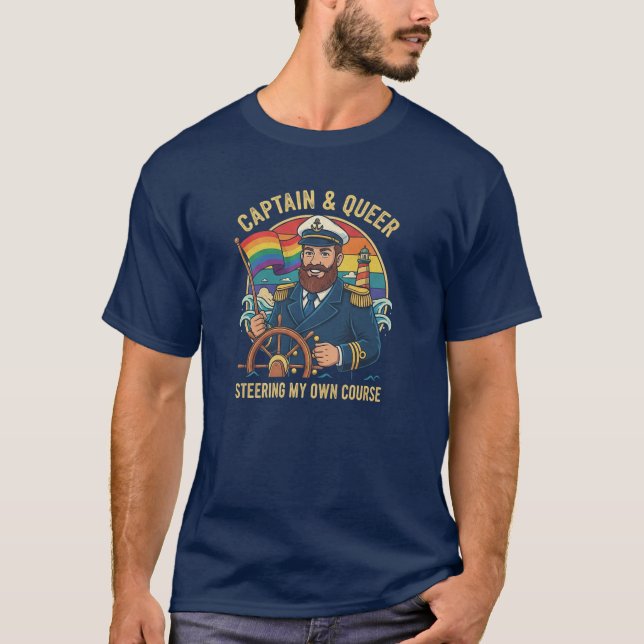 Captain & Queer Gay Joke Sailing  Tee (Framsida)