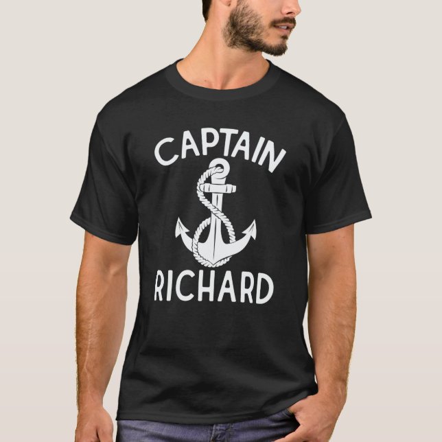 Captain Richard Yacht Boat Anchor Boating Ship T Shirt (Framsida)