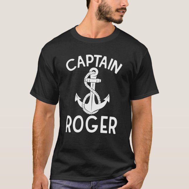 Captain Roger Boat Yacht Ship Boating Anchor T Shirt (Framsida)