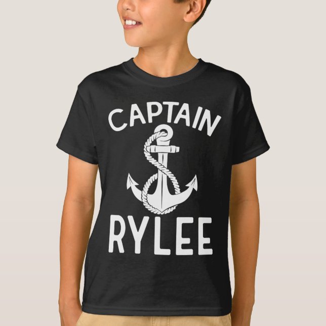 Captain Rylee Anchor Boat Boating Yacht Ship  T Shirt (Framsida)