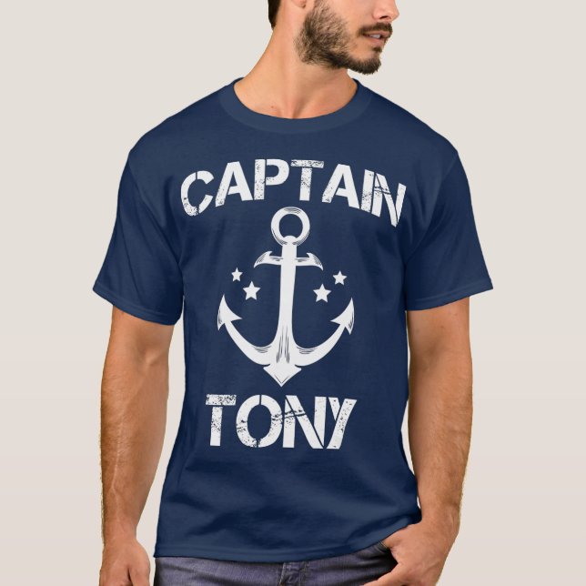 CAPTAIN TONY Funny Birthday Personlig Namn T Shirt (Framsida)