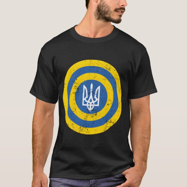 Captain Ukraine Shield Ukrainian Flag Solidarity D T Shirt (Framsida)