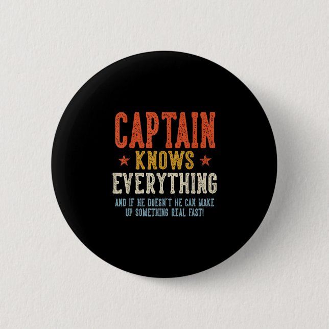 Captain vet allt fars dag retro knapp (Framsida)