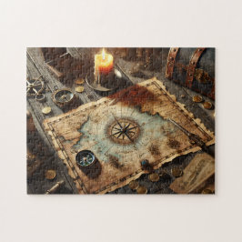Captain's Treasure Map Nautical Adventure Decor Pussel