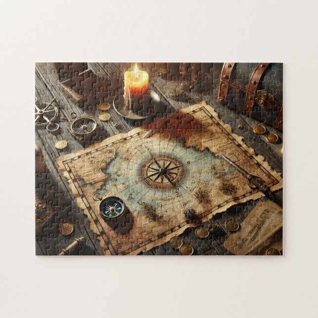 Captain's Treasure Map Nautical Adventure Decor Pussel (Horisontell)