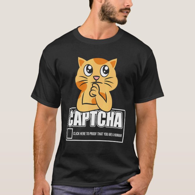 Captcha Katt Robot Design T Shirt (Framsida)
