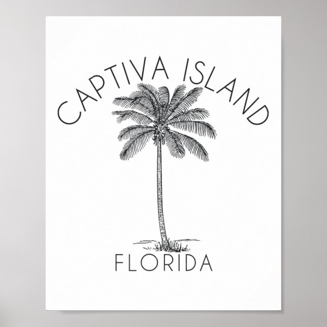 Captiva Island Beach Design Palm Tree Illustration Poster (Framsidan)