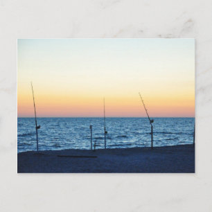 Captiva Island Sunset FishPoles Sand Postcard Vykort
