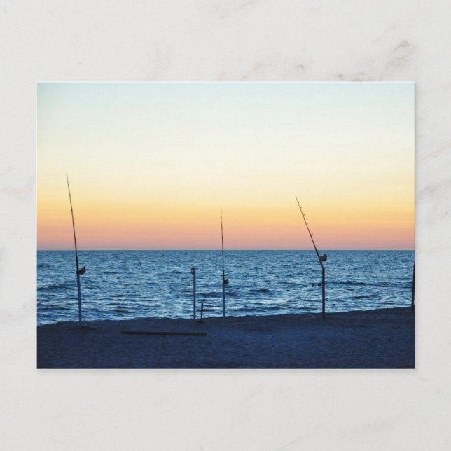 Captiva Island Sunset FishPoles Sand Postcard Vykort (Framsida)