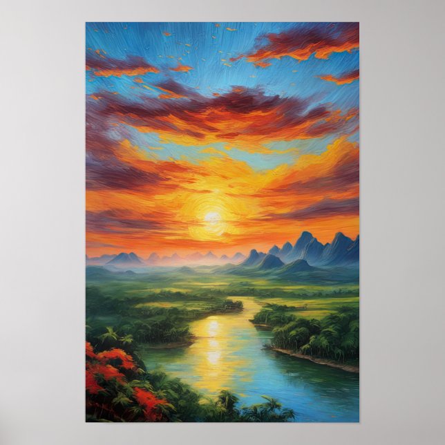 Captivating Crimson Sunset Poster (Framsidan)