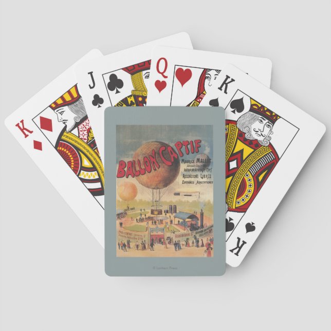Captive ballongritter på en utläggningaffisch casinokort (Baksidan)