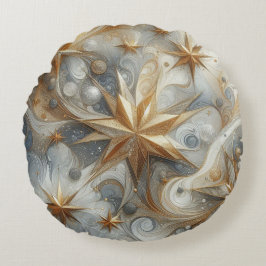 Capture Art Winter Scene & Snö och Ice Crystals Rund Kudde