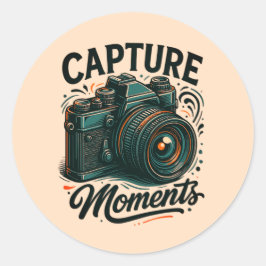 Capture Moments Retro Camera Art Sticker Runt Klistermärke