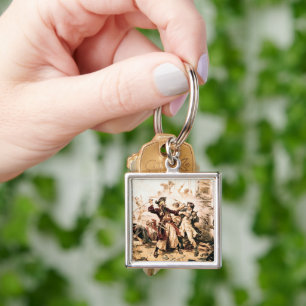 Capture, Pirat Blackbeard, drottning Anne's Reveng Fyrkantig Silverfärgad Nyckelring