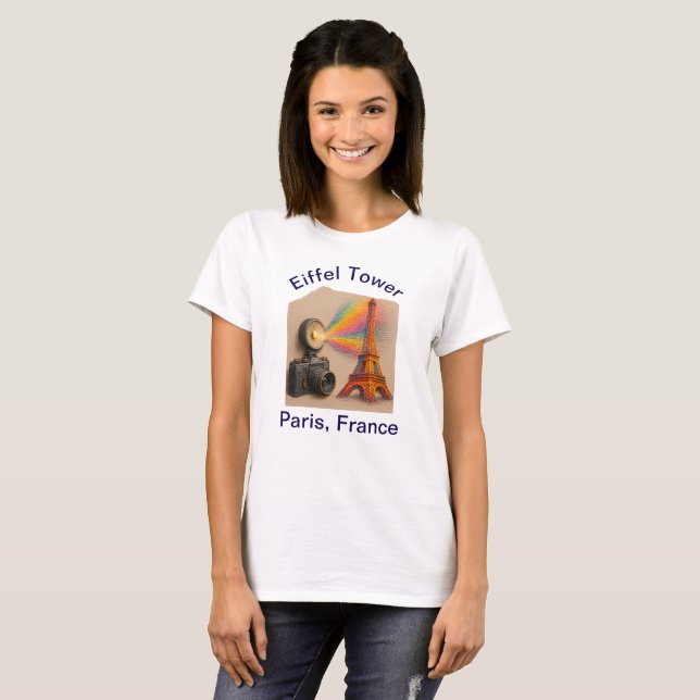  Capture the Magic of the World – Eiffel Tower T Shirt (Hel framsida)