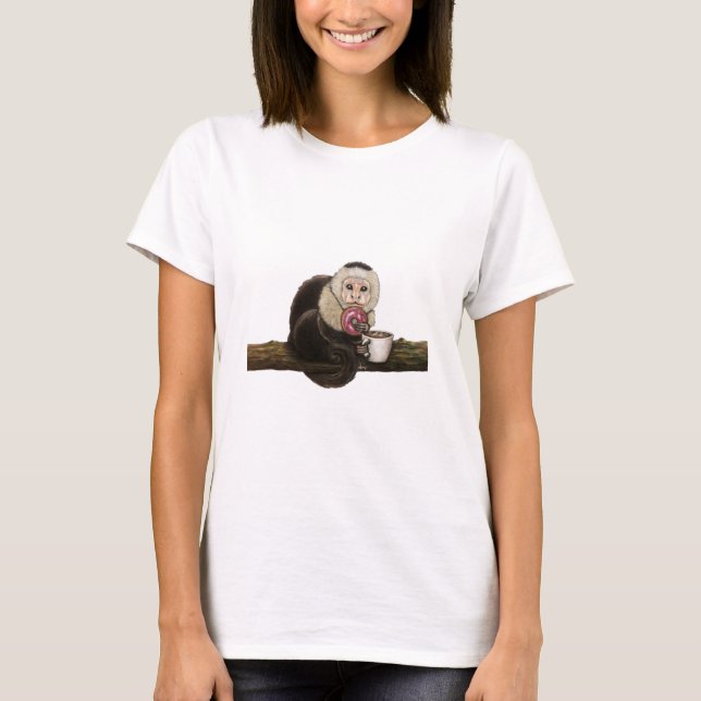 Capuchin Cappuccino Monkey Coffee23 T Shirt (Framsida)