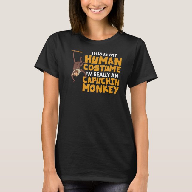Capuchin Monkey Cute Cage Food Animal T Shirt (Framsida)