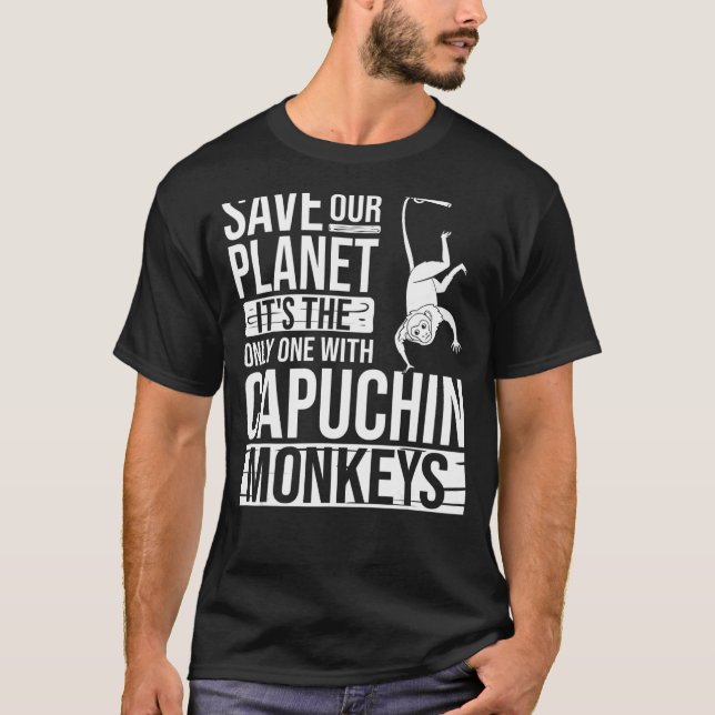 Capuchin Monkey Cute Cage Food Animal T Shirt (Framsida)