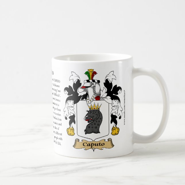 Caputo, ursprung, det menande och vapenskölden kaffemugg (Höger)