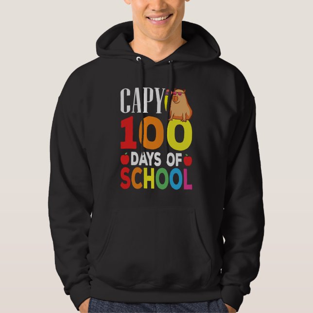 Capy 100 Days Of School Teacher Capybara Hoodie (Framsida)