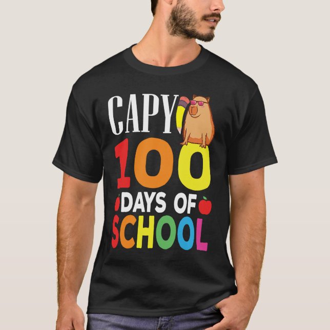Capy 100 Days Of School Teacher Capybara T Shirt (Framsida)