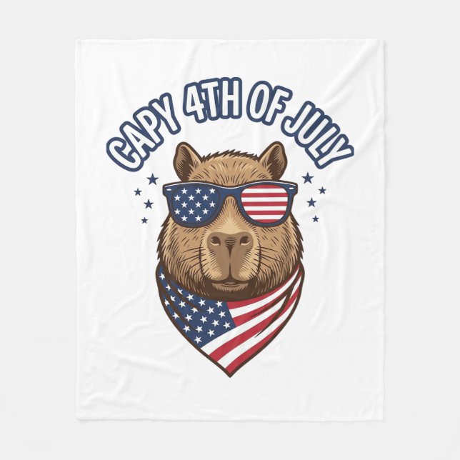 Capy 4:e juli patriotisk kapibarvektordesign_ fleecefilt (Framsidan)