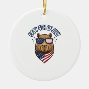 Capy 4:e juli patriotisk kapibarvektordesign_ julgransprydnad keramik