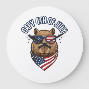 Capy 4:e juli patriotisk kapibarvektordesign_ stor klocka