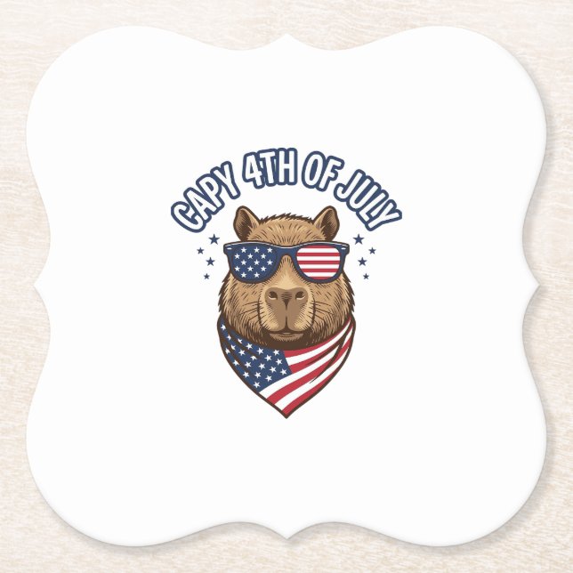 Capy 4:e juli patriotisk kapibarvektordesign_ underlägg papper (Framsida)