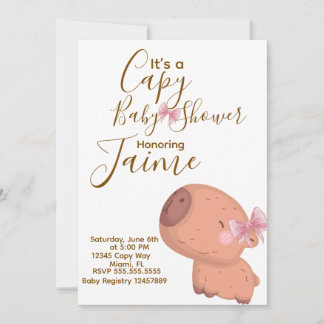 Capy Baby Shower Coquette Bow-fest Inbjudningar