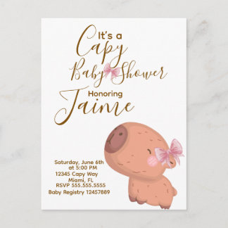 Capy Baby Shower Coquette Bow-fest Vykort