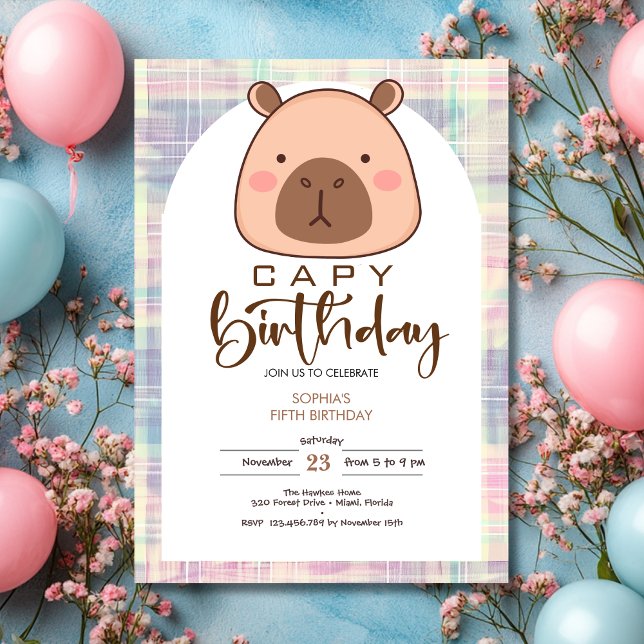 Capy birthday capybara kids birthday inbjudningar (Skapare uppladdad)