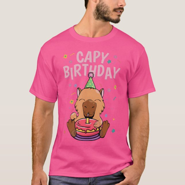 Capy Birthday Capybara T Shirt (Framsida)