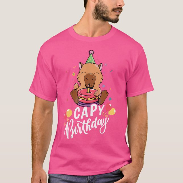 Capy Birthday Capybara T Shirt (Framsida)