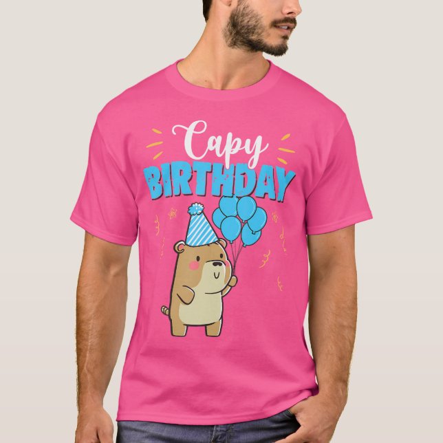 Capy Birthday Cute Kawaii Capybara Pun T Shirt (Framsida)