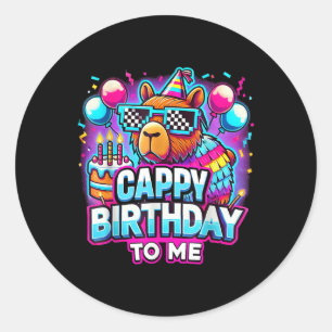 Capy Birthday Funny Cappy Birthday till mig Capyba Runt Klistermärke
