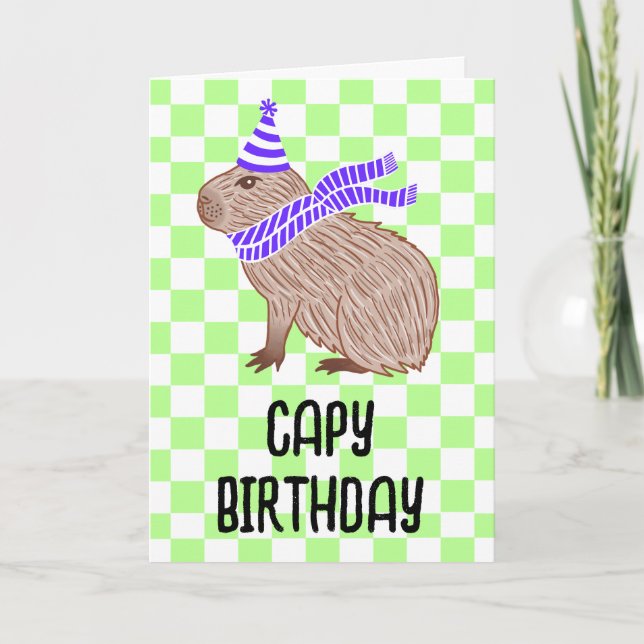 Capy Birthday Funny Capybara Älskare Hälsning Kort (Framsida)