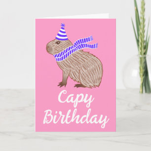 Capy Birthday Funny Capybara Älskare Rosa Hälsning Kort