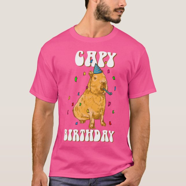 Capy Birthday I Funny Capybara T Shirt (Framsida)