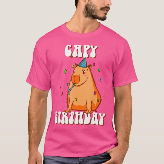 Capy Birthday I Funny Capybara T Shirt (Framsida)