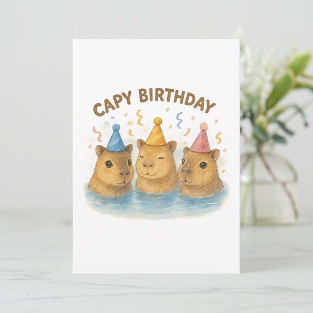 Capy Birthday Inbjudningar (Stående Fram)