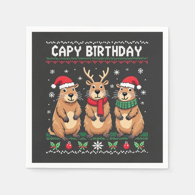 Capy Birthday Ugly jul Sweater Capybara Pappersservett (Framsidan)