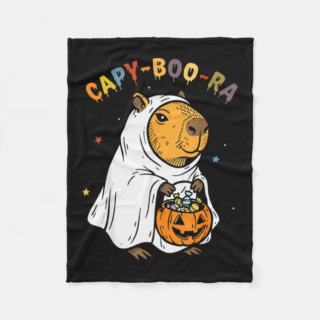 Capy-boo-ra Cappy Halloween Funny Capybara Costume Fleecefilt (Framsidan)