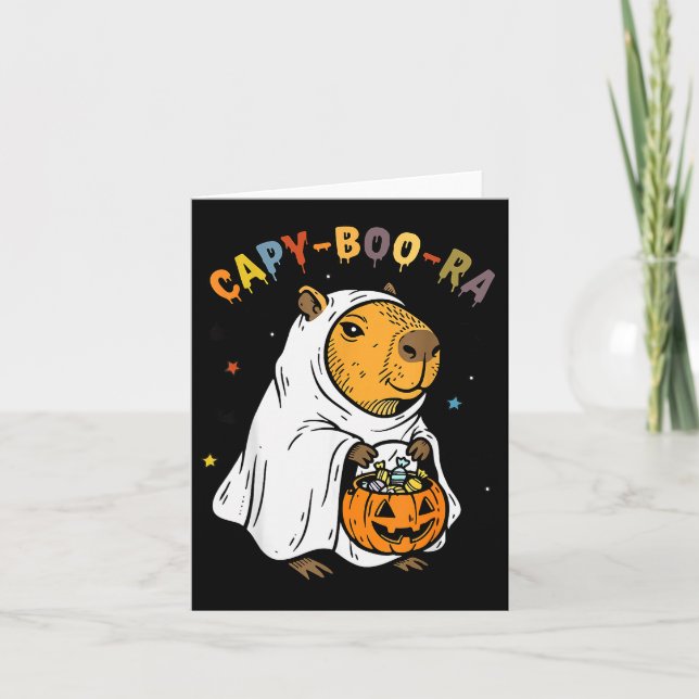 Capy-boo-ra Cappy Halloween Funny Capybara Costume Kort (Framsida)