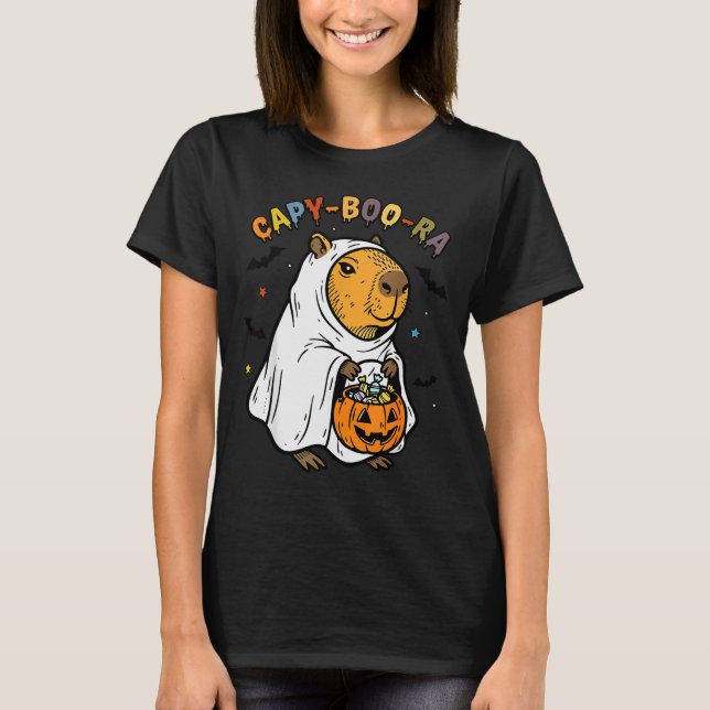 Capy-boo-ra Cappy Halloween Funny Capybara Costume T Shirt (Framsida)