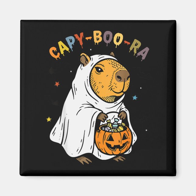 Capy-boo-ra Cappy Halloween Rolig Capybara Kostym Magnet (Framsidan)