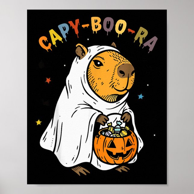 Capy-boo-ra Cappy Halloween Rolig Capybara Kostym Poster (Framsidan)